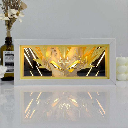 Majin Vegeta Dragon Ball Z light box with vibrant glow showcasing Vegeta's powerful form.