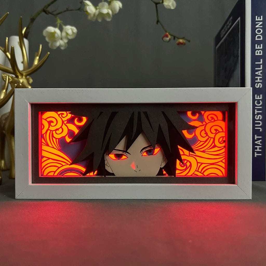 Giyu Tomioka Demon Slayer light box with vibrant glow and eco-friendly design.