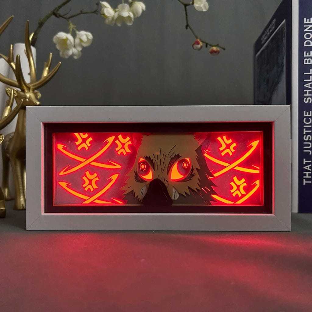 Inosuke light box featuring his iconic boar mask with vivid glow and dynamic design.