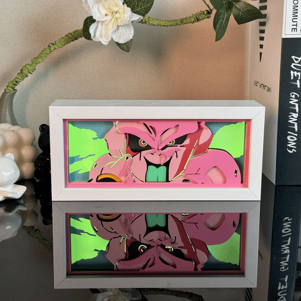 Kid Buu Dragon Ball light box featuring vibrant glow and eco-friendly design.