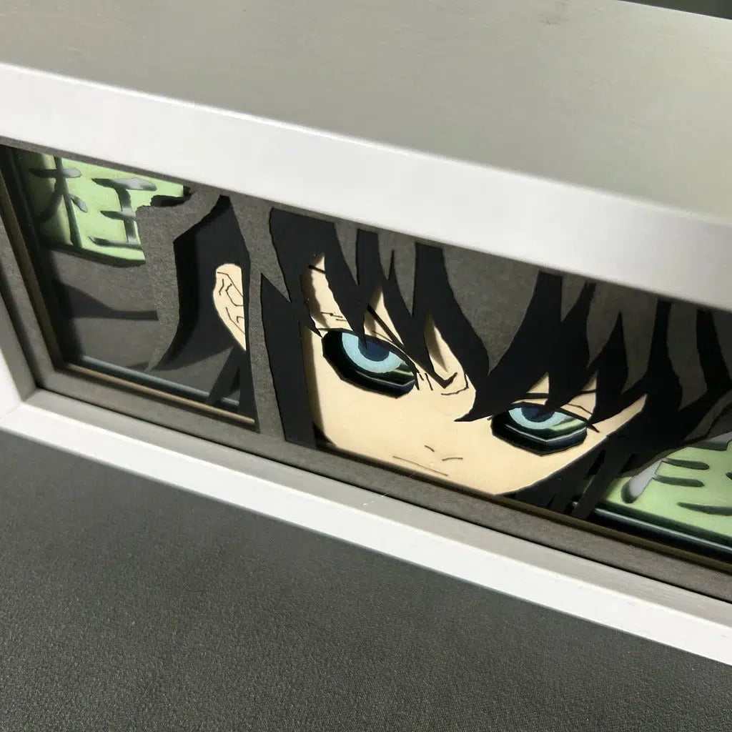 Muichiro Tokito Demon Slayer light box featuring glowing eyes and serene expression.