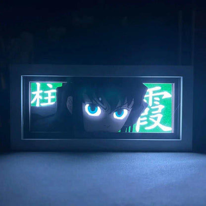 Muichiro Tokito Demon Slayer Light Box with glowing eyes and eco-friendly design.