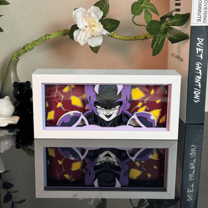 Black Freeza Dragon Ball light box with glowing illumination showcasing Frieza in a sleek black form.