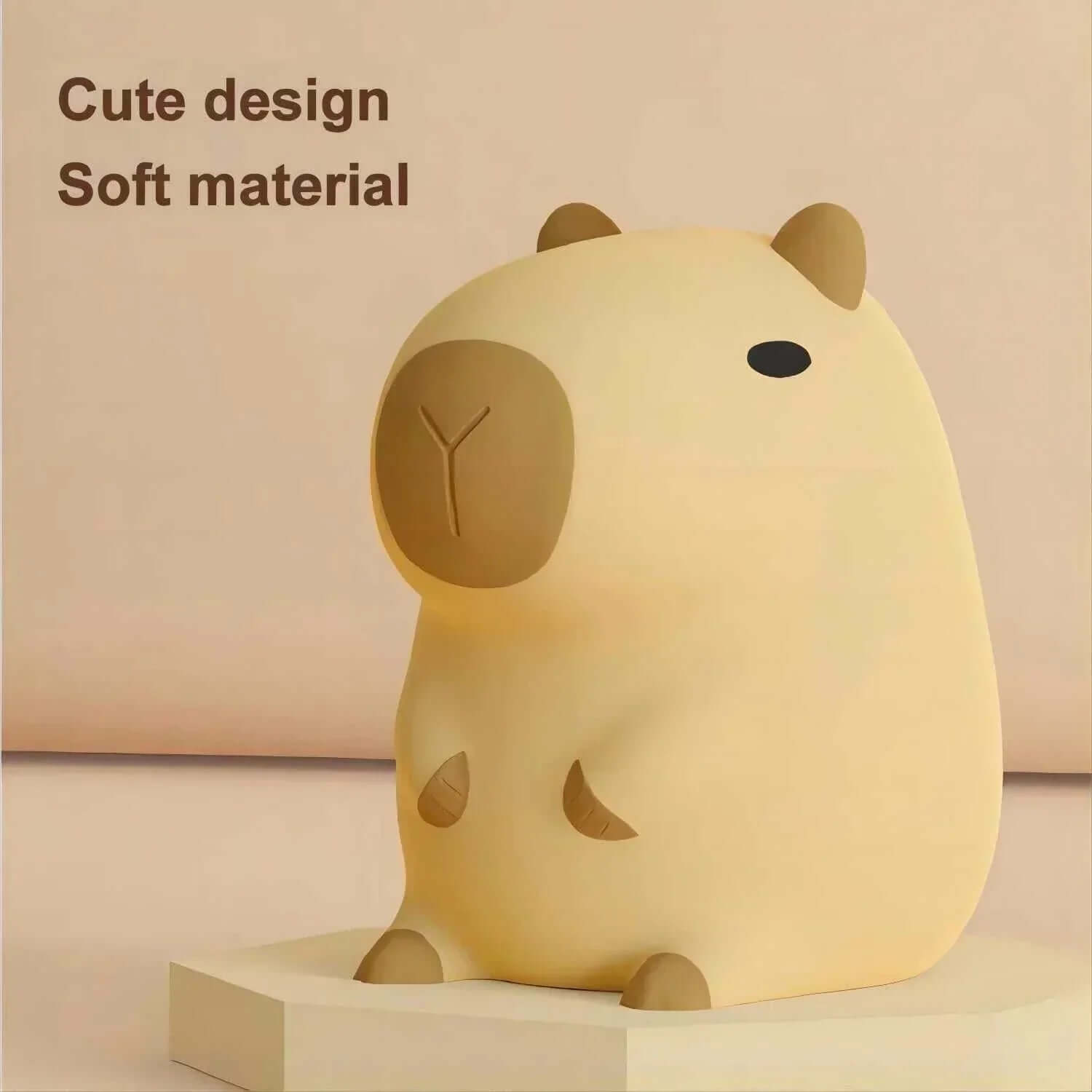 Capybara night light with soft silicone material and cute design for children's room.