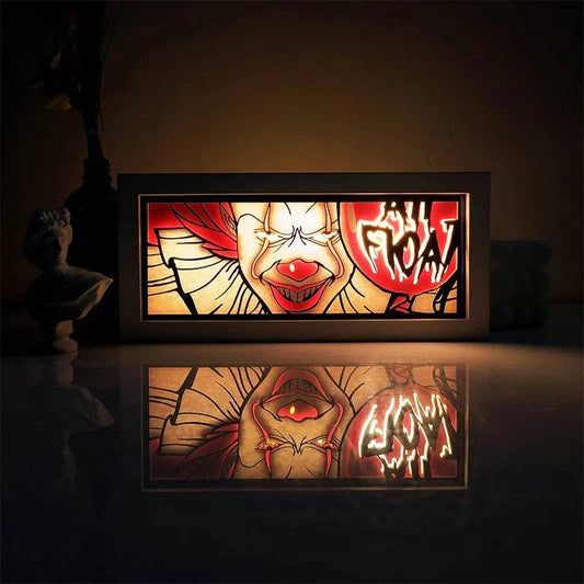 Pennywise IT Light Box with eerie glow and character-inspired design, perfect for horror fans.