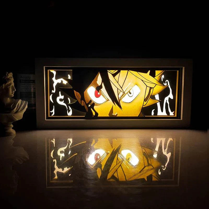 Asta Black Clover light box with dynamic illumination and eco-friendly design.