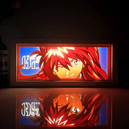 Asuka Langley Soryu Evangelion light box with vivid glow and iconic plugsuit.