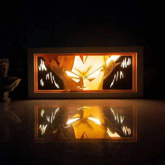 Vegeta Super Saiyan Dragon Ball Z light box with intense eyes and golden glow.