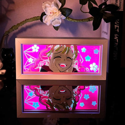 Mitsuri Kanroji Demon Slayer light box with vibrant pink and green hues, eco-friendly design, and radiant glow.