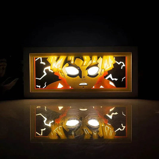 Zenitsu Agatsuma Demon Slayer light box with dynamic lighting and iconic Thunder Breathing pose.