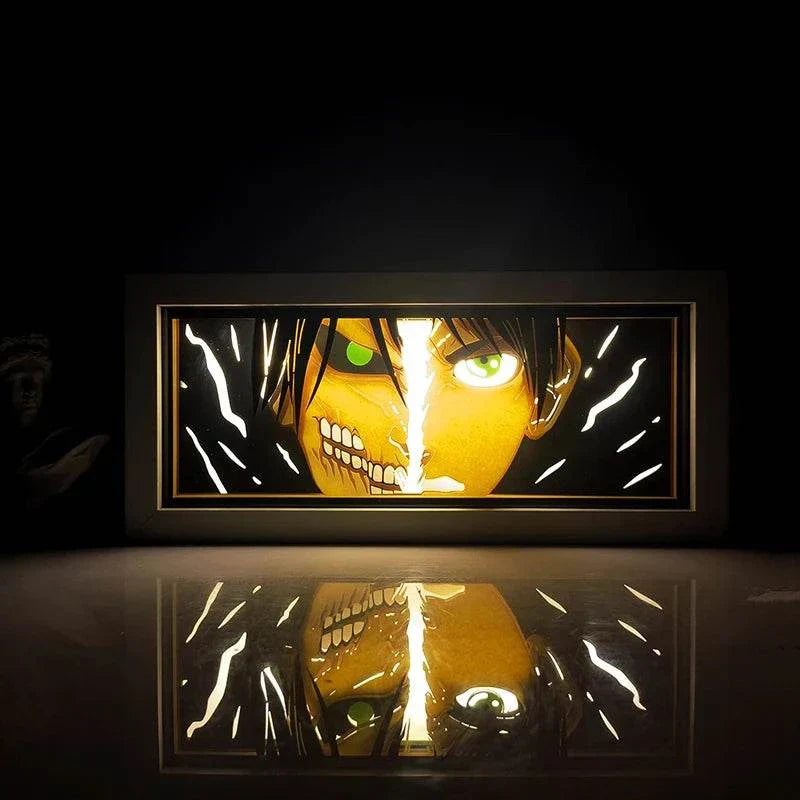 Eren Yeager light box from Attack on Titan with dynamic lighting and eco-friendly design.