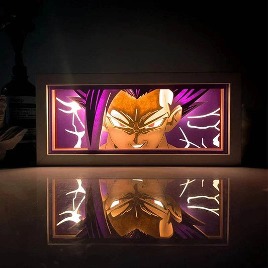 Goku Super Saiyan God light box with ethereal lighting effect, perfect for Dragon Ball Super fans.