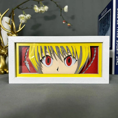 Kurapika Hunter x Hunter light box with glowing scarlet eyes and chains.