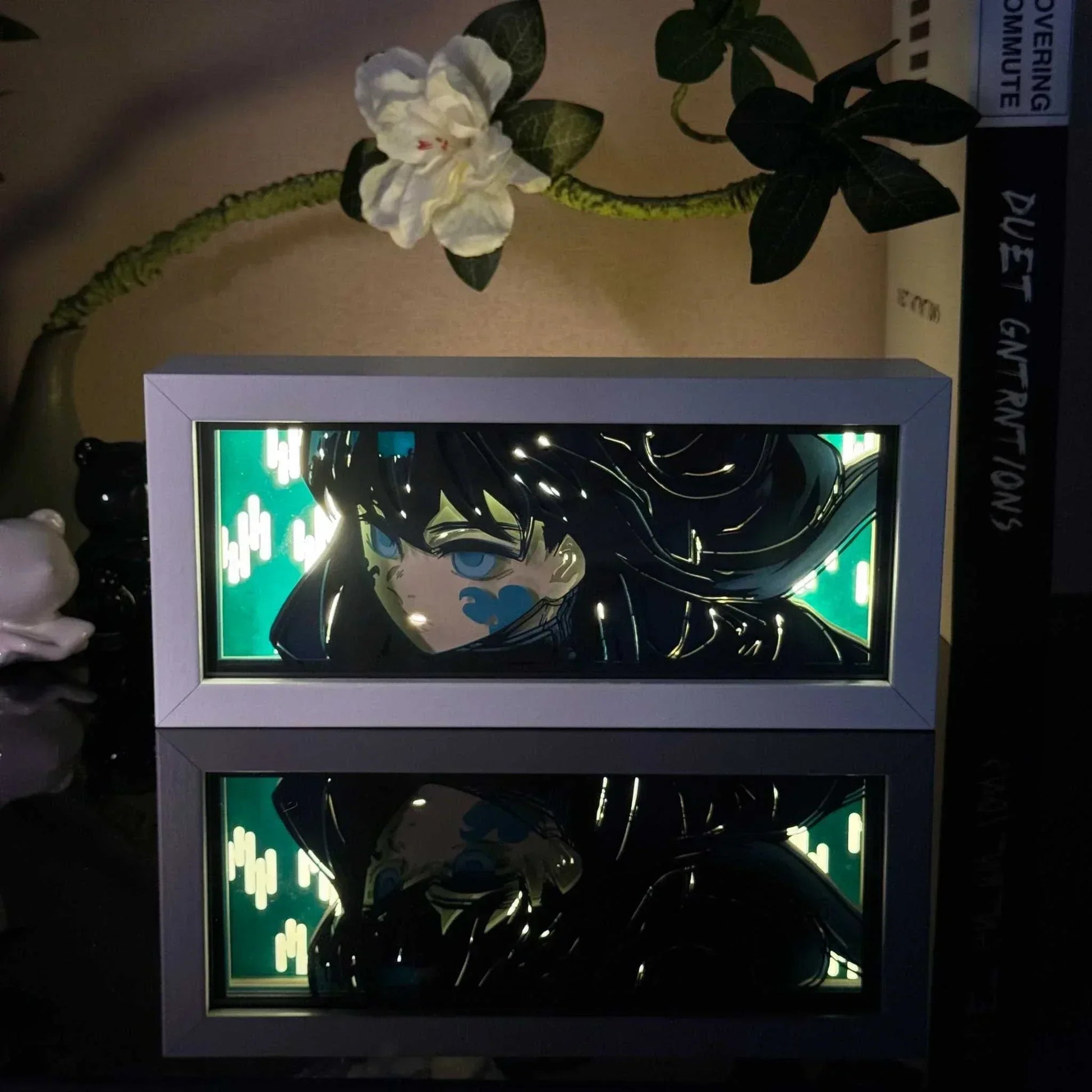 Muichiro Tokito Demon Slayer Light Box featuring Mist Hashira design with glowing misty aura, eco-friendly materials, and dynamic illumination.