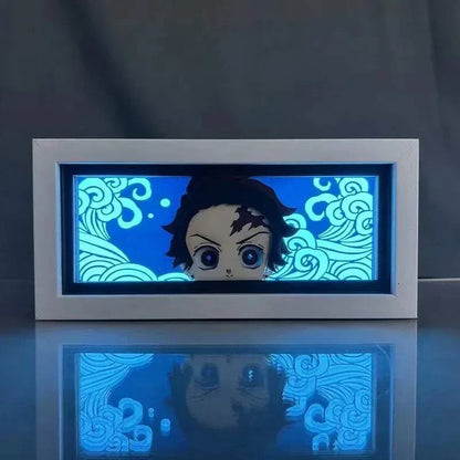 Tanjiro Kamado Water Breathing Demon Slayer light box with vibrant blue illumination and eco-friendly design.