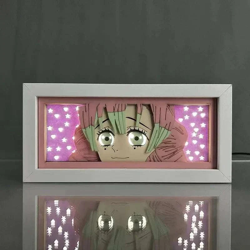 Mitsuri Kanroji Demon Slayer Light Box with glowing eyes and vibrant pink and green hair.