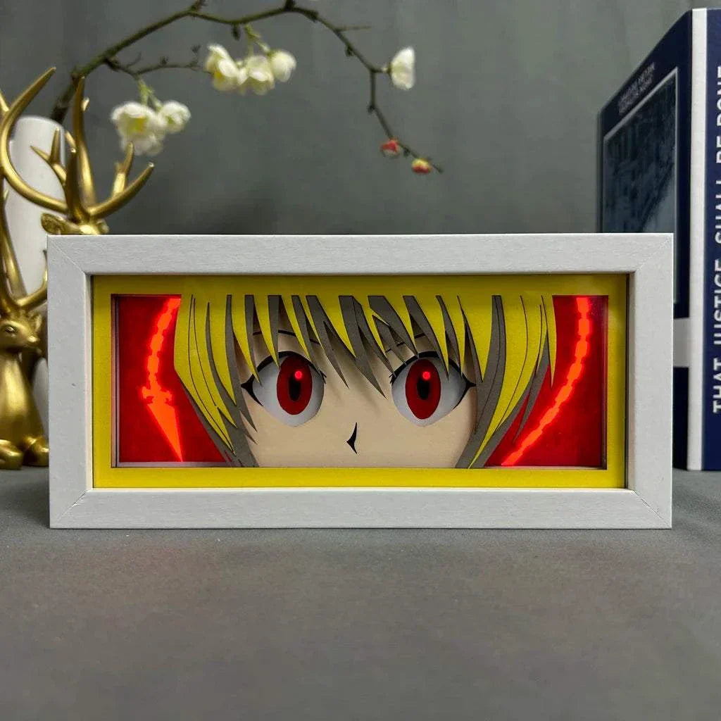 Kurapika light box featuring iconic scarlet eyes from Hunter x Hunter, eco-friendly design.