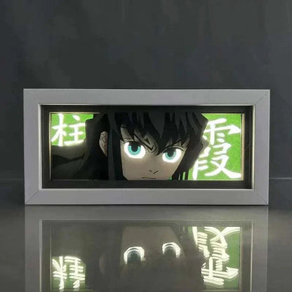 Muichiro Tokito Demon Slayer light box with glowing eyes and eco-friendly design.