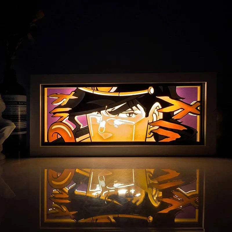 Jotaro Kujo light box featuring bold glow, depicting iconic JoJo's Bizarre Adventure character.