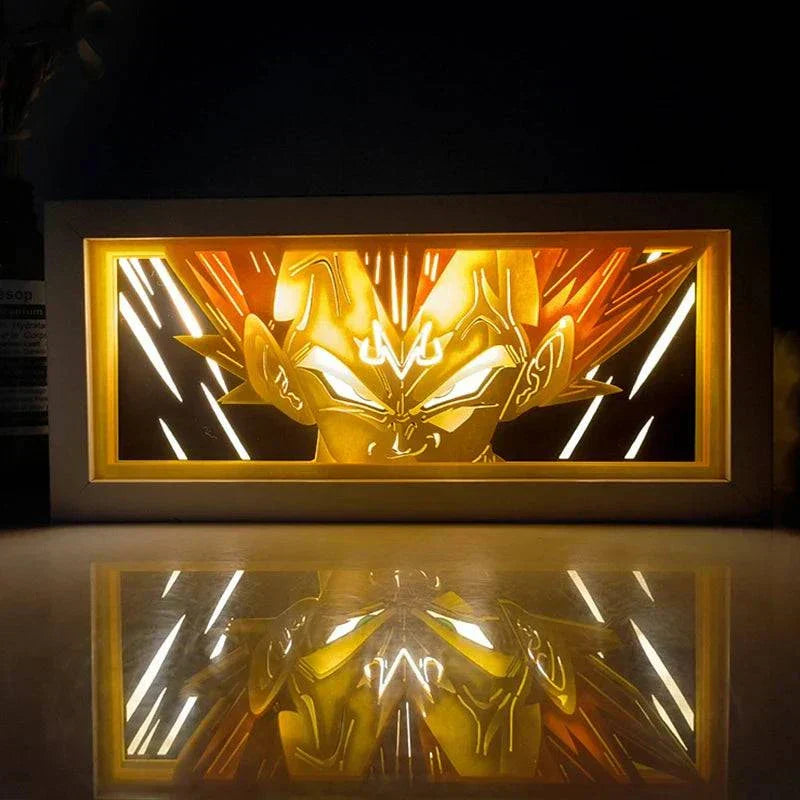 Majin Vegeta Dragon Ball Z light box with vibrant glow and eco-friendly design.