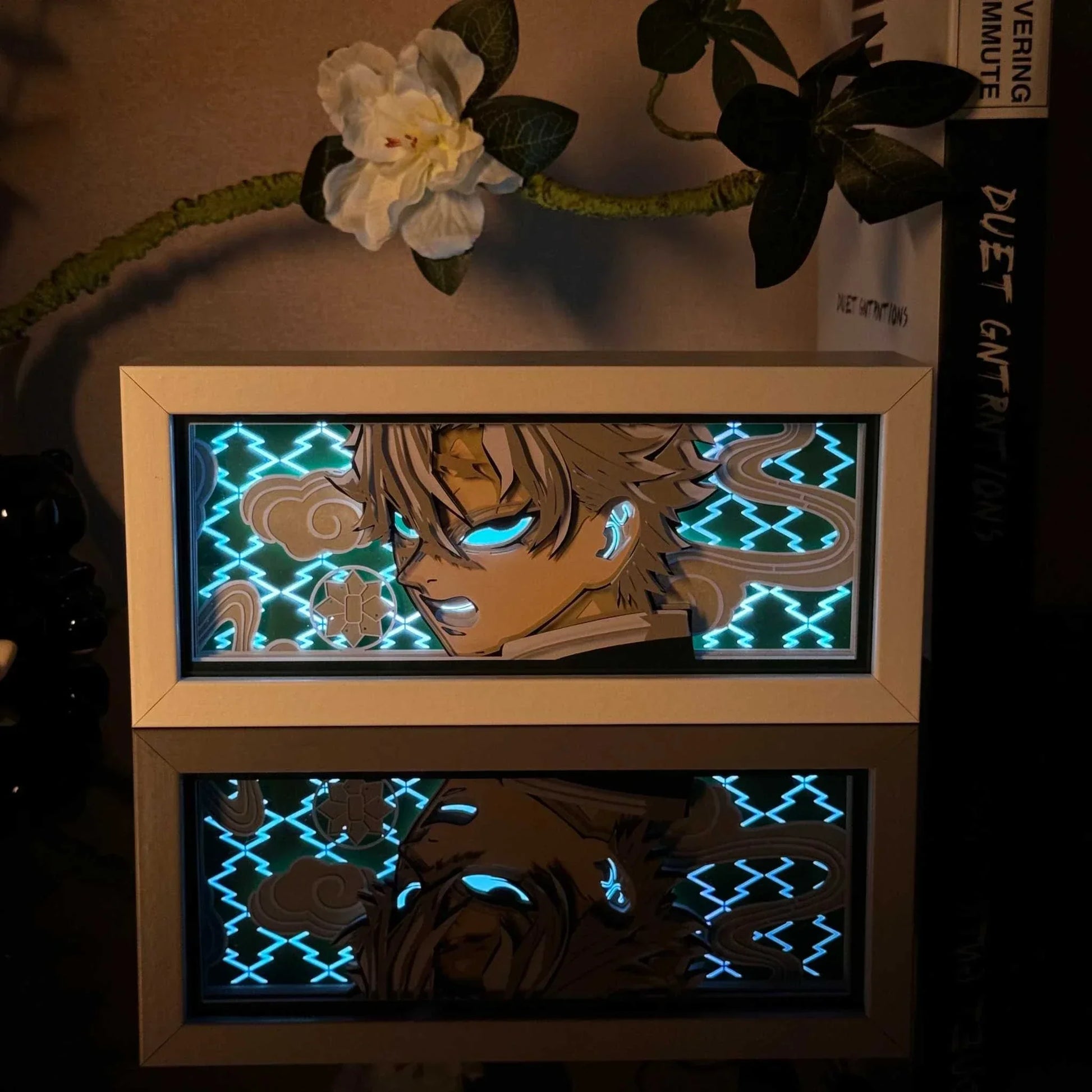 Sanemi Shinazugawa light box from Demon Slayer with vibrant lighting and eco-friendly design.