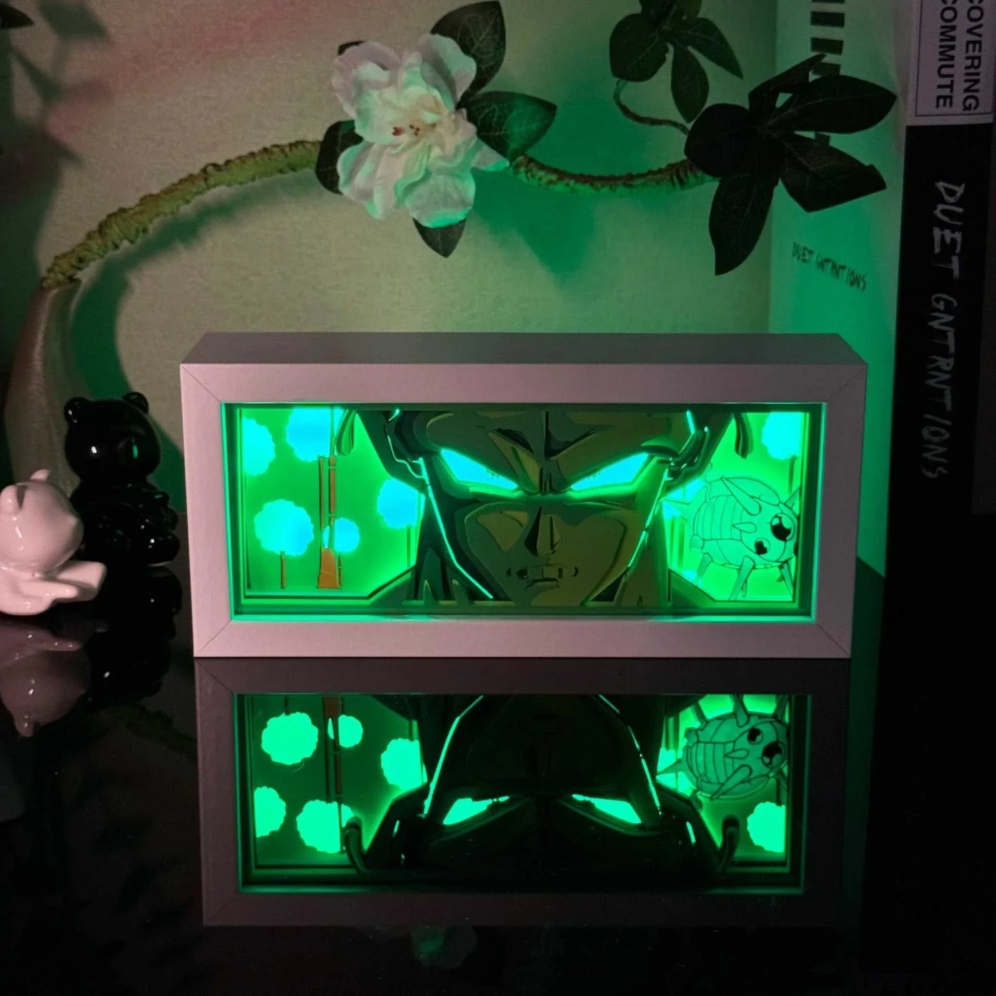 Piccolo Dragon Ball light box with glowing green illumination and intense expression.