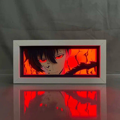 Sung Jin Woo Solo Leveling light box showcasing dynamic design and glowing illumination.