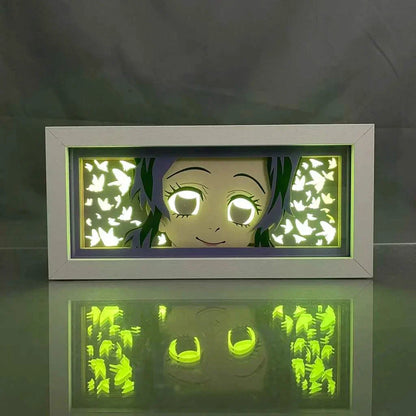 Kochou Shinobu 2 Demon Slayer light box with glowing butterfly design and serene expression.