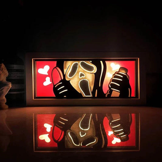 GhostFace light box with eerie glow and iconic mask design from Scream franchise, perfect for horror fans.