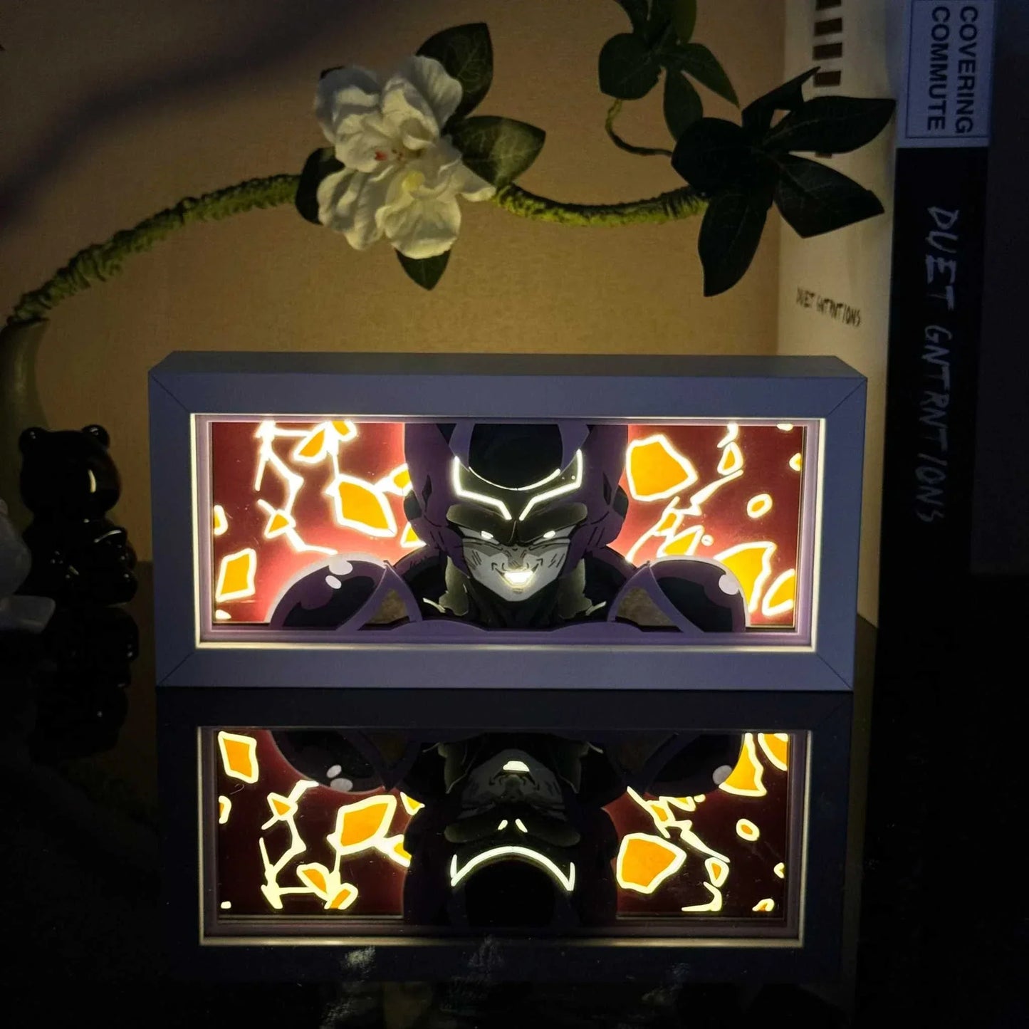 Black Freeza Dragon Ball light box with glowing illumination and eco-friendly design.