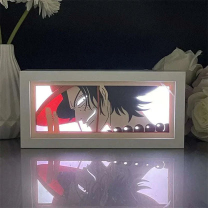 Portgas D Ace One Piece light box with illuminated design and fiery details.