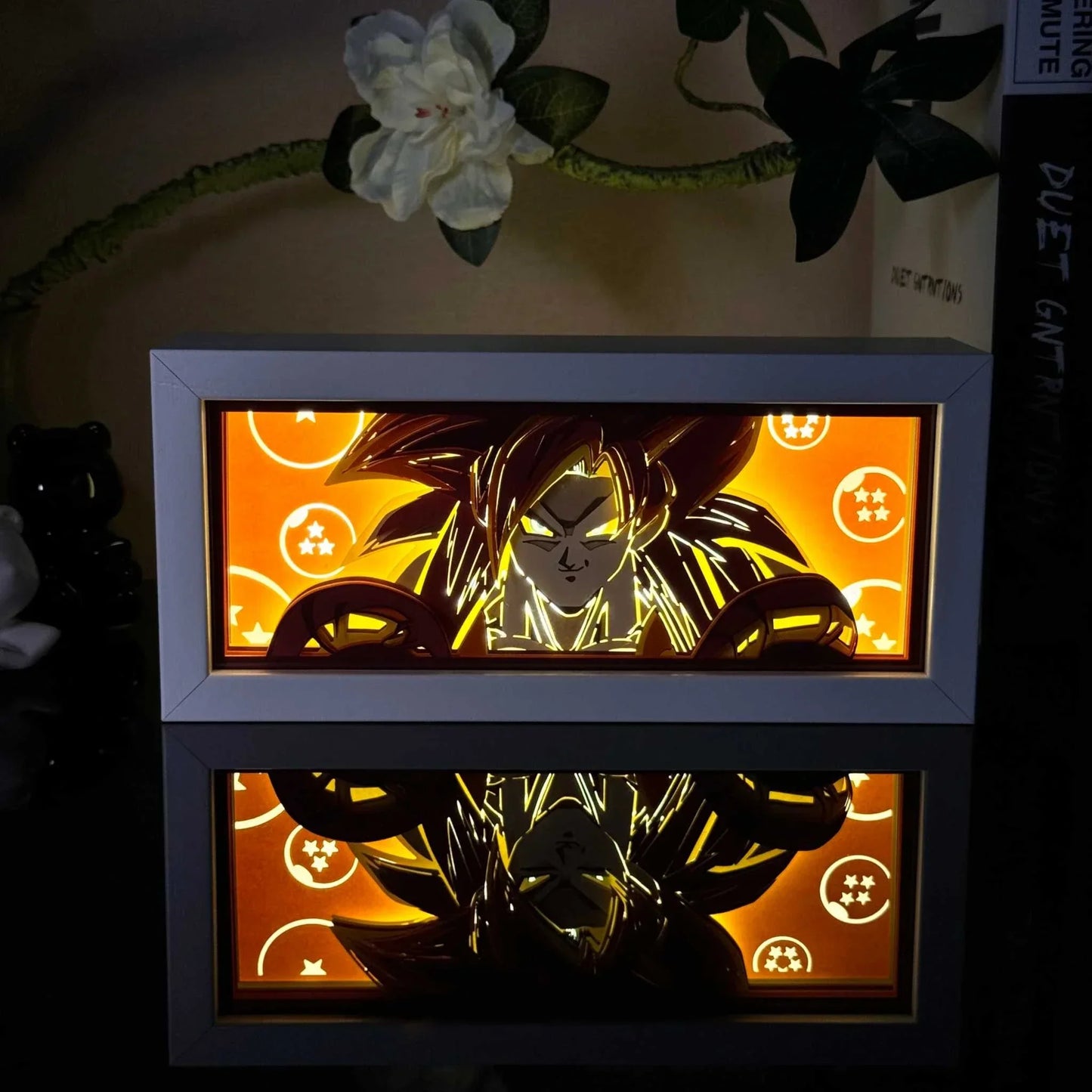 Gogeta Super Saiyan Dragon Ball light box with glowing aura and golden glow.