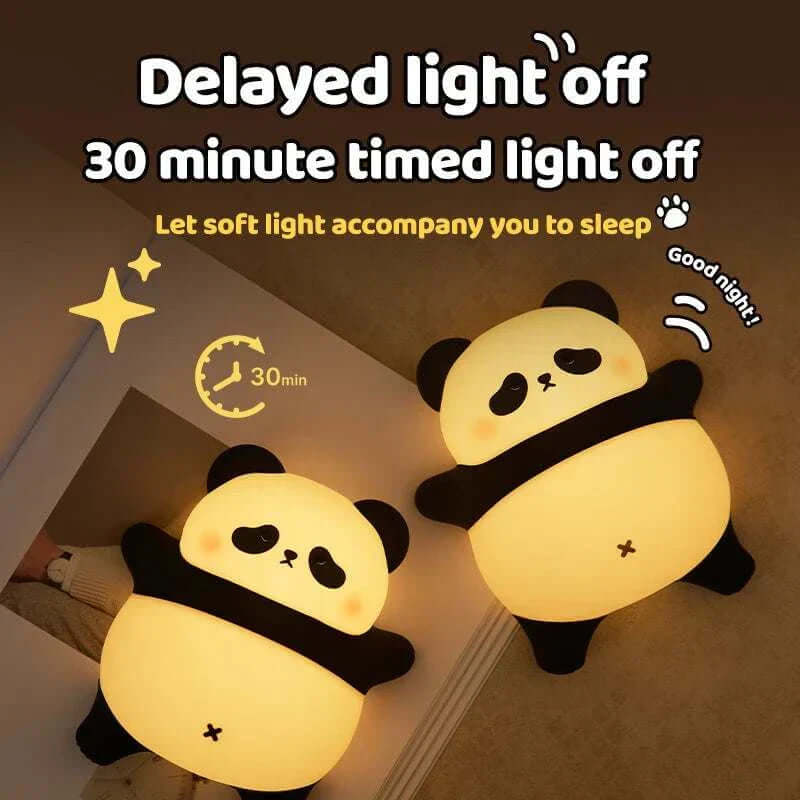 Adorable Sleeping Panda Night Light with 30-minute timer, perfect for kids and calming bedtime routine.