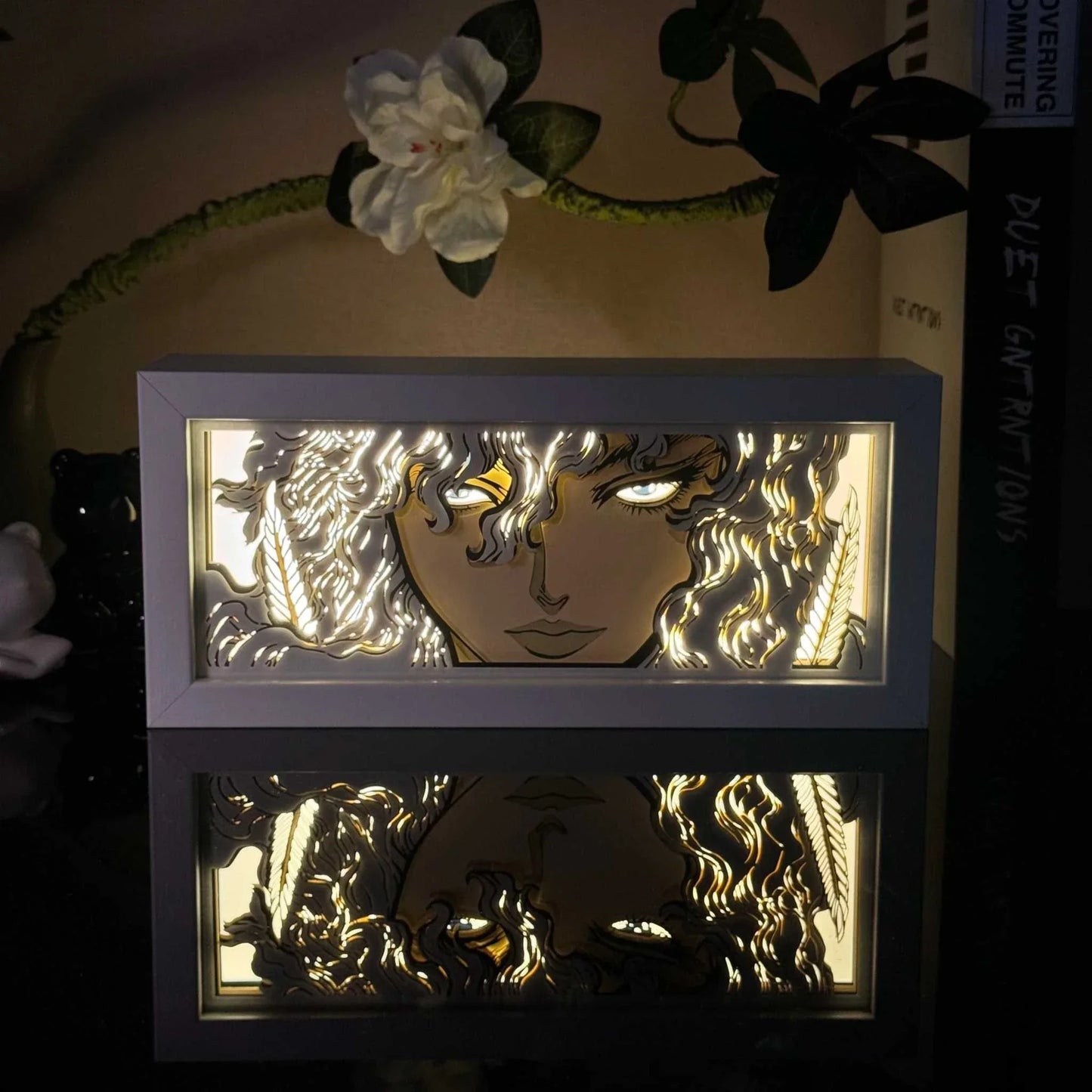 Falcon of Light Griffith Berserk Light Box with glowing illumination and eco-friendly design.