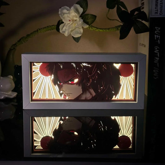 Yoriichi Tsugikuni Demon Slayer light box with radiant glow and eco-friendly design.