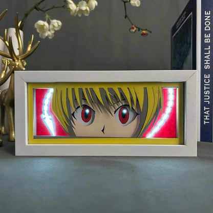 Kurapika light box from Hunter x Hunter with glowing scarlet eyes and Judgment Chain.