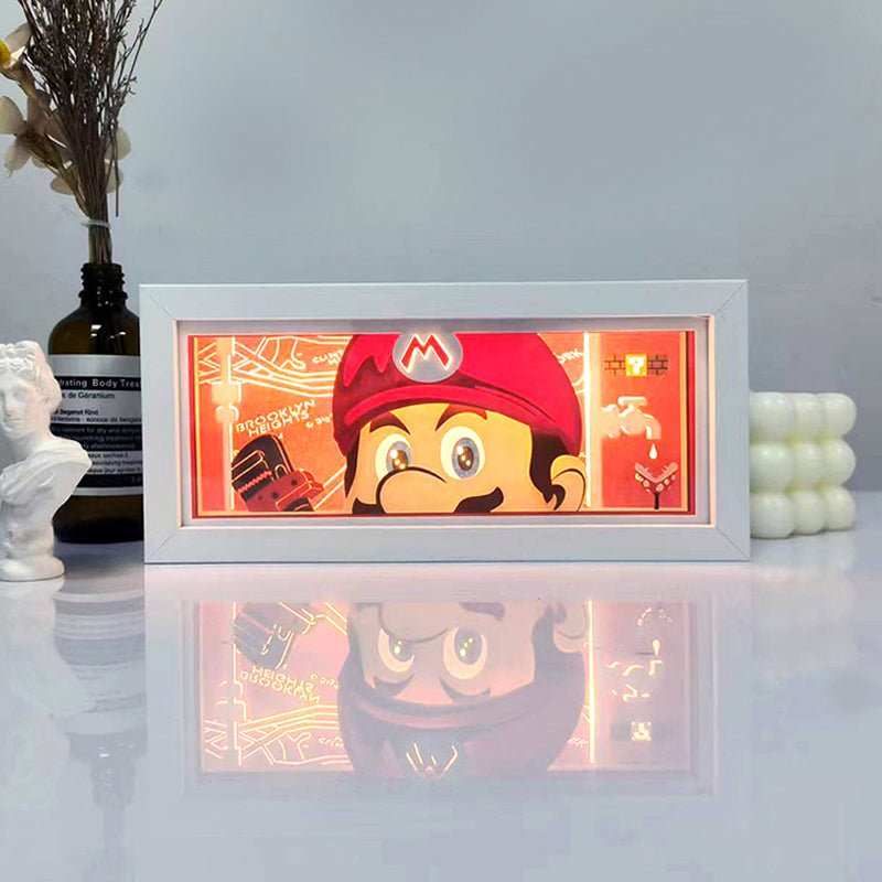 Super Mario light box featuring iconic Mario design and warm glow.