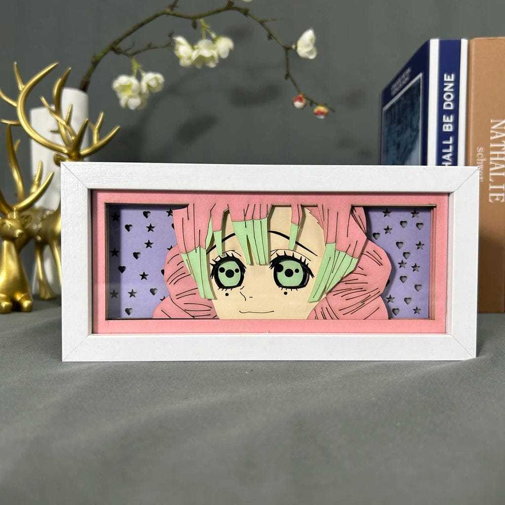 Mitsuri Kanroji Demon Slayer Light Box with glowing eyes and vibrant pink and green hair.