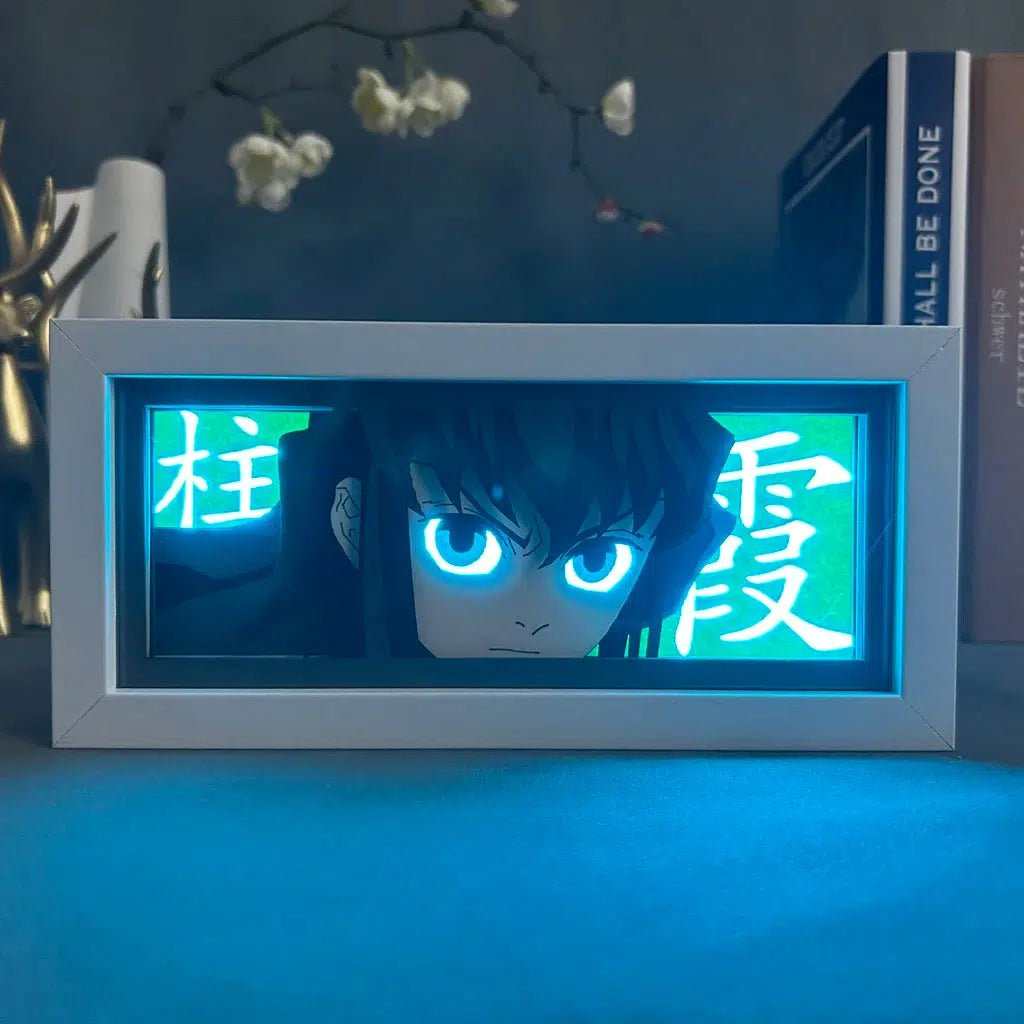 Muichiro Tokito Demon Slayer light box with glowing eyes and eco-friendly design.