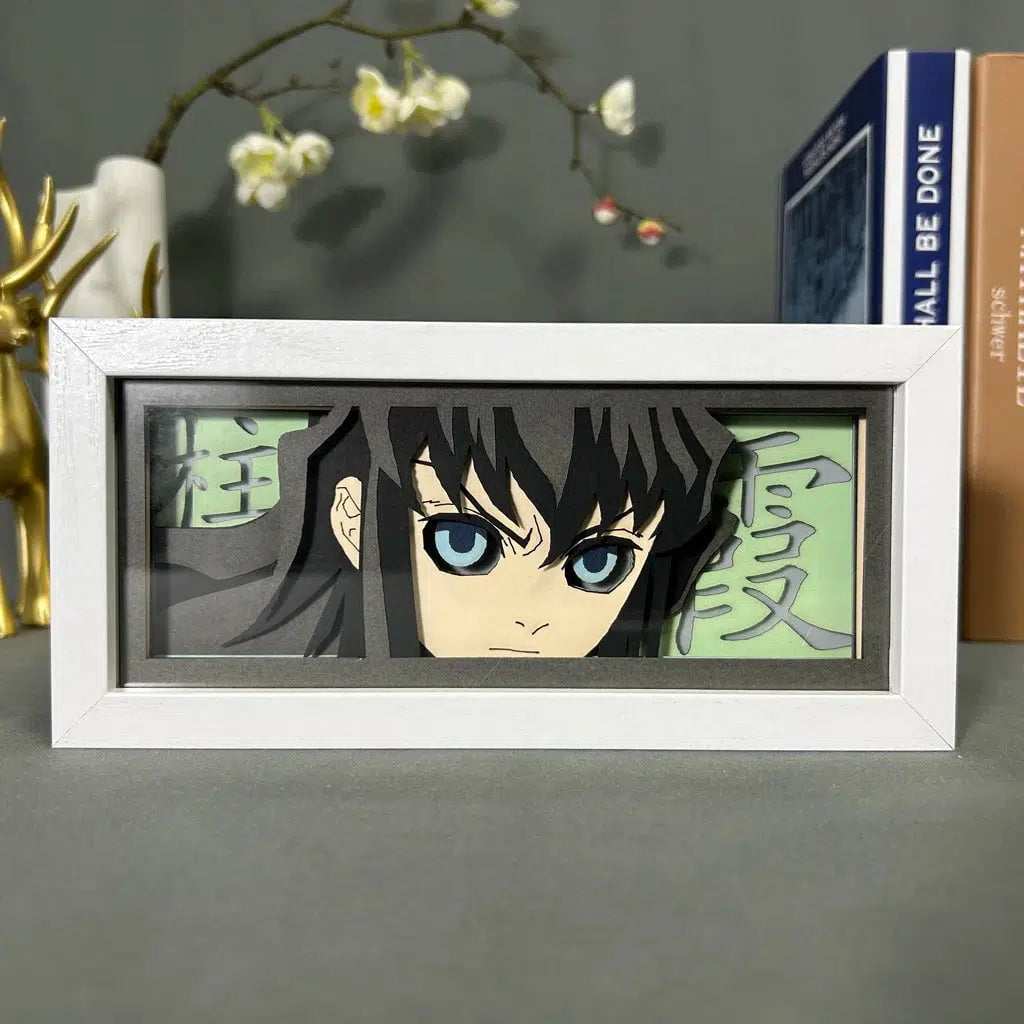 Muichiro Tokito Demon Slayer light box with glowing eyes and distinctive features.